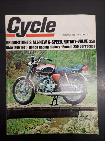 Vtg Aug 1967 Cycle Magazine BMW R60 Honda Racing History Benelli 250 Barracuda