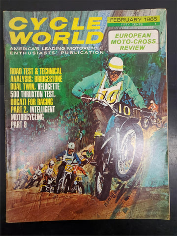 Vtg Feb. 1966 Cycle World Magazine European Moto-Cross Velocette 500 Ducati Race