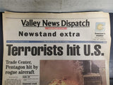 Tuesday Sept. 11 2001 Terrorists hit U.S. Newspaper Trade Center Pentagon Bush