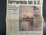 Tuesday Sept. 11 2001 Terrorists hit U.S. Newspaper Trade Center Pentagon Bush