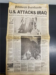 Vtg 1991 Pittsburgh Post-Gazette Newspaper US Attacks Iraq Gulf War Saddam Bush