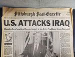 Vtg 1991 Pittsburgh Post-Gazette Newspaper US Attacks Iraq Gulf War Saddam Bush