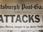 Vtg 1991 Pittsburgh Post-Gazette Newspaper US Attacks Iraq Gulf War Saddam Bush