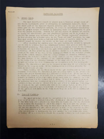 VTG WW2 Era Army Air Forces Instrument Aircraft Take-Offs Instruction Booklet