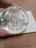 Vintage 1977 Darlington Crystal Glass Silver Jubilee Queen Elizabeth Paperweight