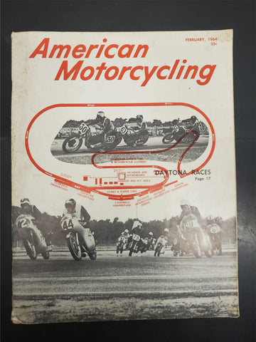 Vtg Feb 1964 American Motorcycling Magazine Daytona Races Suzuki Triumph Harley