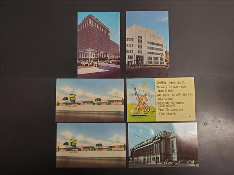 Vtg Lot Post Cards Kentucky & Patriotic Military W/John Adams 2 Cent USPS Stamp