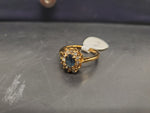 Women's 14KT Gold Electro-Plate Ring Cubic Zirconia Faux Sapphire Size 9 Jewelry