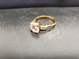 Women's 14KT ElectroPlate Ring W/Large Cubic Zirconia Gemstone Cntr Jewelry Sz 9
