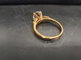 Women's 14KT ElectroPlate Ring W/Large Cubic Zirconia Gemstone Cntr Jewelry Sz 9