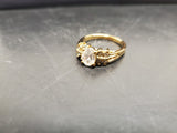 Women's 14KT Electro-Plate Ring Oval Cubic Zirconia Gemstone Center Jewelry Sz 9