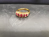 Women's 14KT Gold Electro-Plate Faux Ruby Cubic Zirconia Jewelry Gift Sz 9 Nice