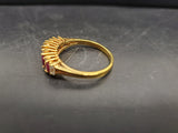 Women's 14KT Gold Electro-Plate Faux Ruby Cubic Zirconia Jewelry Gift Sz 9 Nice