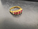 Women's 14KT Gold Electro-Plate Faux Ruby Cubic Zirconia Jewelry Gift Sz 9 Nice