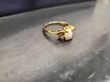 Women's 14KT Gold Electro-Plate Pearl Opal Cubic Zirconia Ring Jewelry Gift Sz 9
