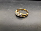 Womens 14KT Gold Electro-Plate Triple Row Cubic Zirconia Ring Jewelry Sz 9 Gift