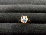 Womens 14KT Gold Electro-Plate Sapphire Cubic Zirconia Ring Jewelry Sz 9 Gift VF