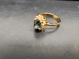 Womens 14KT Gold Electro-Plate Sapphire Cubic Zirconia Ring Jewelry Sz 9 Gift VF