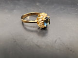 Womens 14KT Gold Electro-Plate Sapphire Cubic Zirconia Ring Jewelry Sz 9 Gift VF