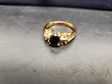 Womens 14KT Gold Electro-Plate Black Oval Gem Cubic Zirconia Ring Jewelry Sz 9