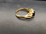 Womens 14KT Gold Electro-Plate Black Oval Gem Cubic Zirconia Ring Jewelry Sz 9