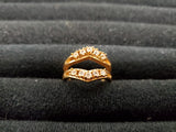 Womens 14KT Gold Electro-Plate Double Band Cubic Zirconia Ring Jewelry Sz 9 Nice