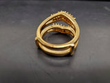 Womens 14KT Gold Electro-Plate Double Band Cubic Zirconia Ring Jewelry Sz 9 Nice
