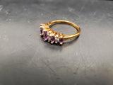 Womens 14KT Gold Electro-Plate Amethyst Cubic Zirconia Ring Jewelry Sz 9 Gorgeou