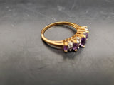 Womens 14KT Gold Electro-Plate Amethyst Cubic Zirconia Ring Jewelry Sz 9 Gorgeou