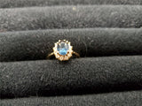 Womens 14KT Gold Electro-Plate Sapphire Cubic Zirconia Ring Jewelry Sz 9 Gift VF