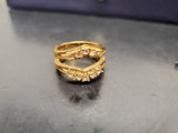 Womens 14KT Gold Electro-Plate Double Band Cubic Zirconia Ring Jewelry Sz 9 Nice