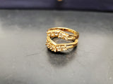 Womens 14KT Gold Electro-Plate Double Band Cubic Zirconia Ring Jewelry Sz 9 Nice