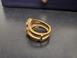 Womens 14KT Gold Electro-Plate Double Band Cubic Zirconia Ring Jewelry Sz 9 Nice