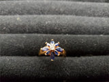 Womens 14KT Gold Electro-Plate Sapphire Flower Cubic Zirconia Ring Jewelry Sz 9