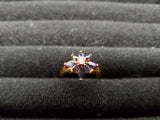 Womens 14KT Gold Electro-Plate Sapphire Flower Cubic Zirconia Ring Jewelry Sz 9