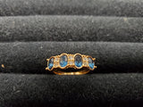 Womens 14KT Gold Electro-Plate 4 Gem Sapphire Cubic Zirconia Ring Jewelry Sz 9