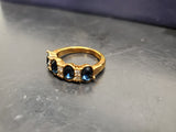 Womens 14KT Gold Electro-Plate 4 Gem Sapphire Cubic Zirconia Ring Jewelry Sz 9