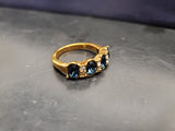 Womens 14KT Gold Electro-Plate 4 Gem Sapphire Cubic Zirconia Ring Jewelry Sz 9