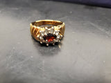 Womens 14KT Gold Electro-Plate Vibrant Red Ruby Cubic Zirconia Ring Jewelry Sz10