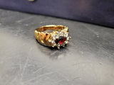 Womens 14KT Gold Electro-Plate Vibrant Red Ruby Cubic Zirconia Ring Jewelry Sz10