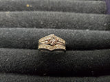 Womens Silver Band Double Row Cubic Zirconia Ring Jewelry Sz 7 Classy Present VF