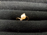Womens 14KT Gold Electro-Plate Wavy Pearl Gem Cubic Zirconia Ring Jewelry Sz 9