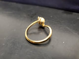 Womens 14KT Gold Electro-Plate Wavy Pearl Gem Cubic Zirconia Ring Jewelry Sz 9