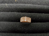 Womens 14KT Gold Electro-Plate Triple Gem Row Cubic Zirconia Ring Jewelry Sz 7