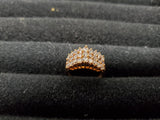 Womens 14KT Gold Electro-Plate Triple Gem Row Cubic Zirconia Ring Jewelry Sz 7