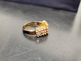 Womens 14KT Gold Electro-Plate Triple Gem Row Cubic Zirconia Ring Jewelry Sz 7