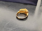Womens 14KT Gold Electro-Plate Triple Gem Row Cubic Zirconia Ring Jewelry Sz 7