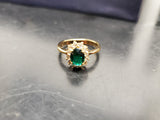 Womens 14KT Gold Electro-Plate Large Emerald Cubic Zirconia Ring Jewelry Sz 8.5