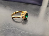 Womens 14KT Gold Electro-Plate Large Emerald Cubic Zirconia Ring Jewelry Sz 8.5