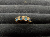 Womens 14KT Gold Electro-Plate 4 Gem Sapphire Cubic Zirconia Ring Jewelry Sz 9